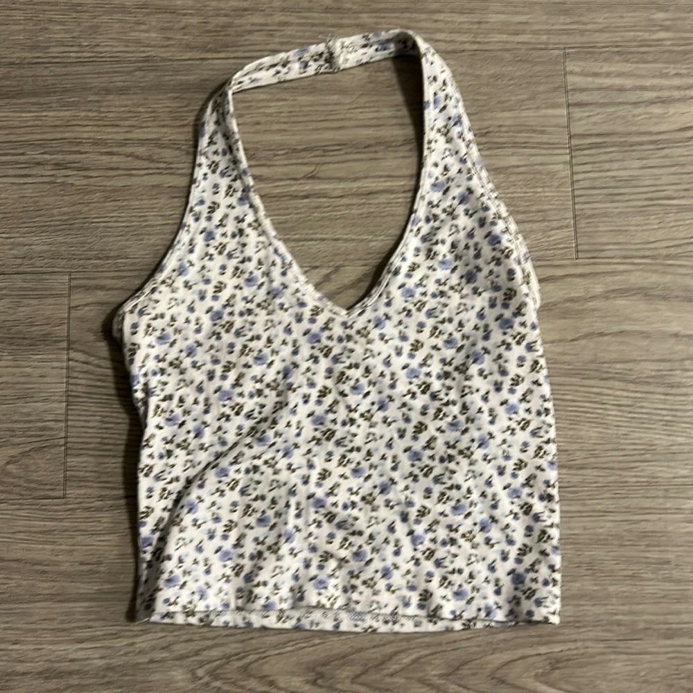 White Floral Halter Top